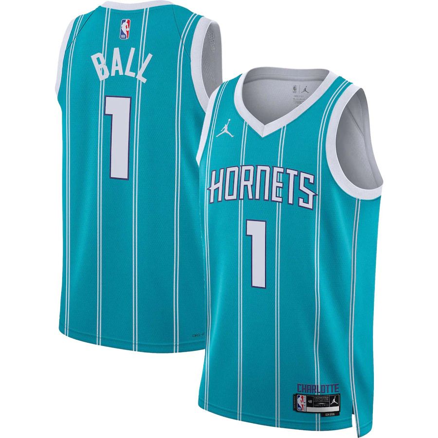 Men Charlotte Hornets #1 LaMelo Ball Jordan Brand Teal Icon Edition 2022-23 Swingman NBA Jersey